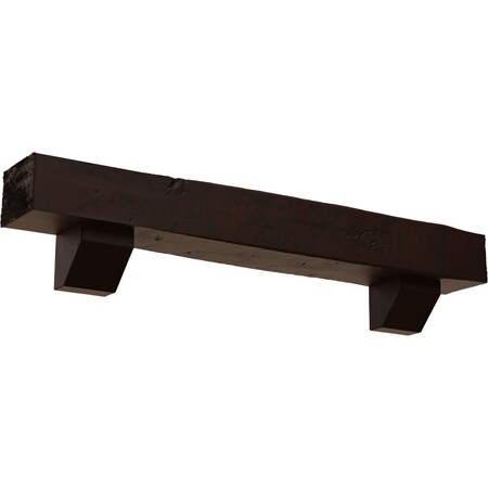 Ekena Millwork Kit w/ Ashford Corbels, Premium Hickory, 4"H x 6"D x 60"W Knotty Pine Faux Wood Fireplace ManteL MANUKP04X06X60ASZH